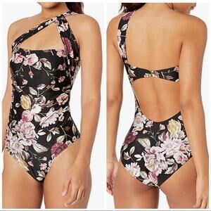 Rachel Roy  Ruched Shoulder One Piece Swimsuit